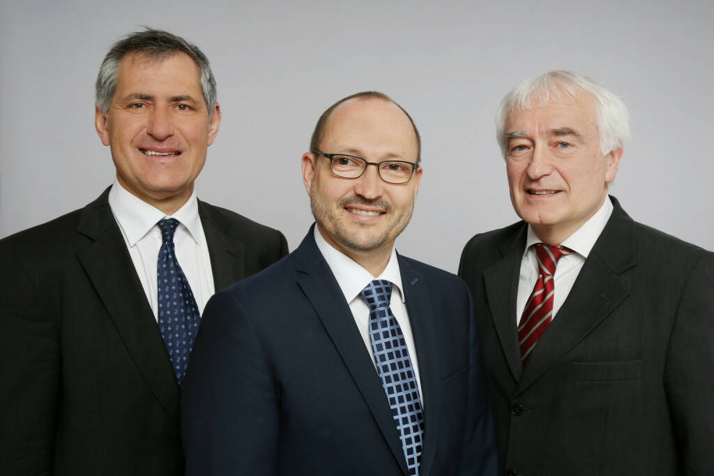 Geschäftsführer der WSS Vermögensmanagement GmbH: Herbert Scherrer, Mag. Markus Weissörtel (Fondsmanager WSS Europa, WSS Wertpapier- und Optionsstrategie), Karl Stöbich (Fondsmanager Ascensio II – Rentenfonds) (von links); Credit: WSS, © Aussender (24.10.2018) 