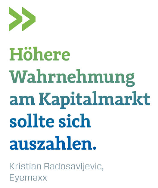 Höhere Wahrnehmung am Kapitalmarkt sollte sich auszahlen.
Kristian Radosavljevic, Eyemaxx (14.11.2018) 