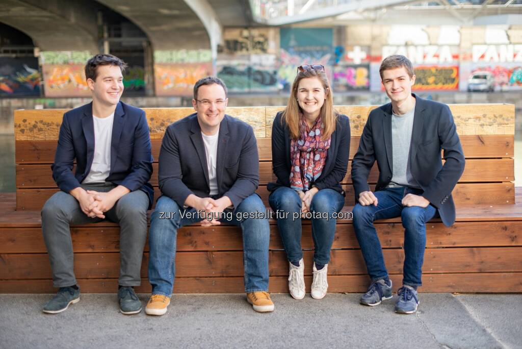 Impactory GmbH: Wiener Startup launcht neue Spenden-App; Team impactory: Philipp Keckeis, Emanuel Riccabona, Elke Pichler, Simon Vötter (vlnr), Fotocredit: Zwiauer (15.11.2018) 