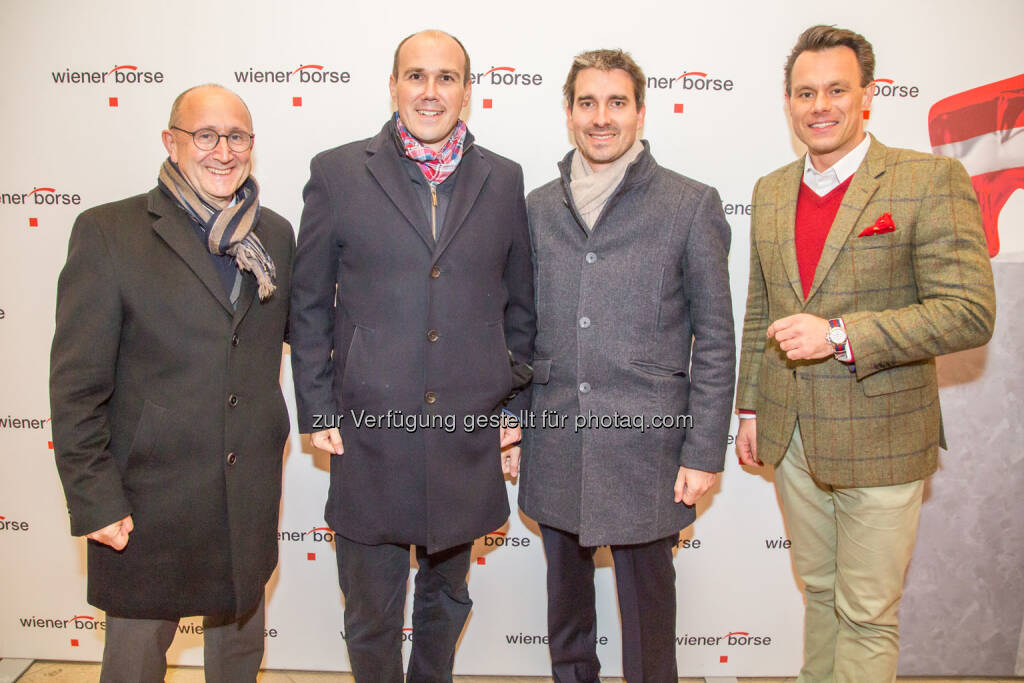 Ludwig Nießen (Wiener Börse), Bernhard Dörflinger, Wolfgang Matzner (TeleTrader), Christoph Boschan (Wiener Börse), © Wiener Börse AG/APA-Fotoservice/Juhasz (23.11.2018) 