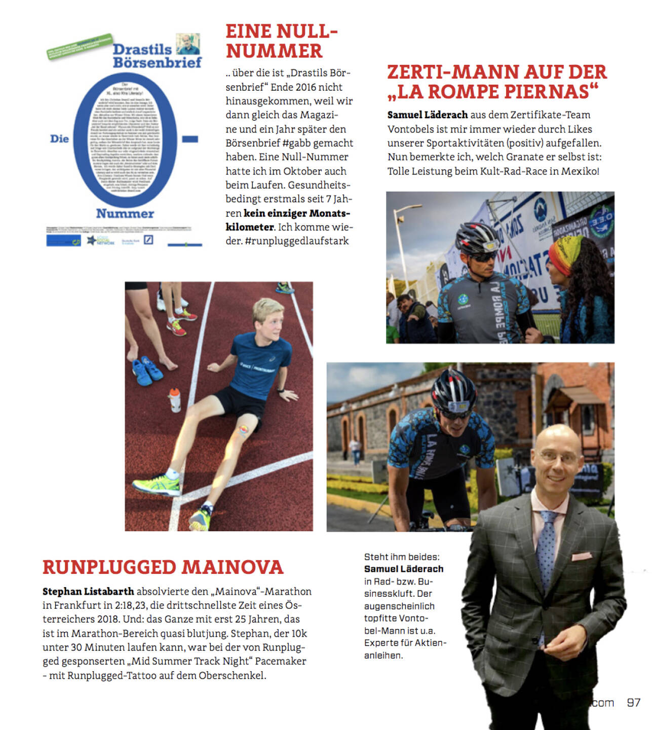 Vontobel-Banker Samuel Läderach und Laufstar Stephan Listabarth im Börse Social Magazine #22 , Oktober 2018