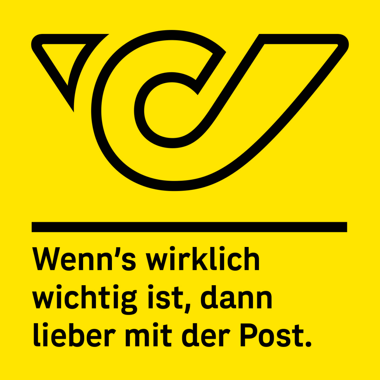 Post in neuem Look, Logo, Claim, Credit: Post