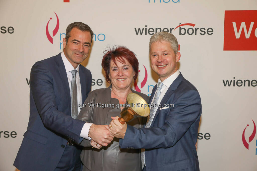 Pascal Schmidt, Eva Prieschl-Grassauer, Andreas Grassauer (Marinomed), © Wiener Börse AG/APA-Fotoservice/Hörmandinger Fotograf/in: Martin Hörmandinger bzw. Richard Tanzer (01.02.2019) 