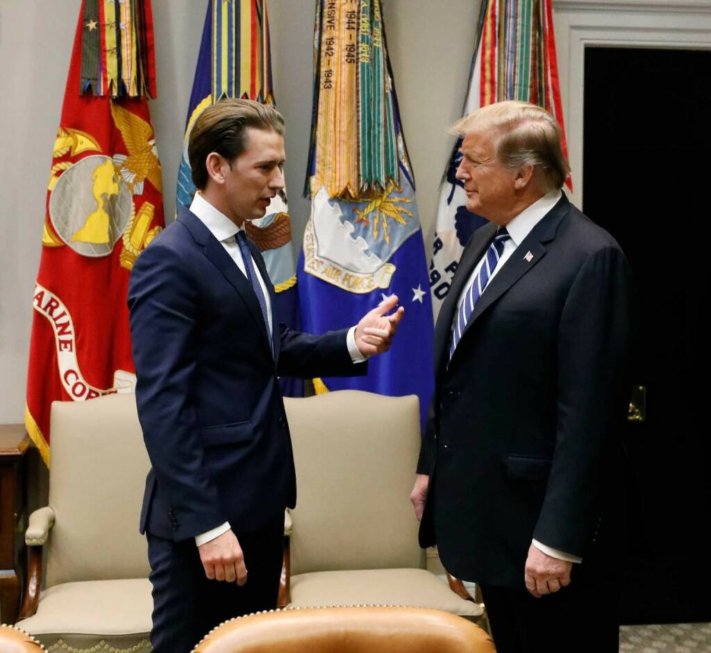 Am 20. Februar 2019 traf Bundeskanzler Sebastian Kurz (l.) im Rahmen seiner Washington Reise den Amerikanischen Präsident Donald Trump (r.). FotografIn: Dragan Tatic, Quelle: BKA (21.02.2019) 