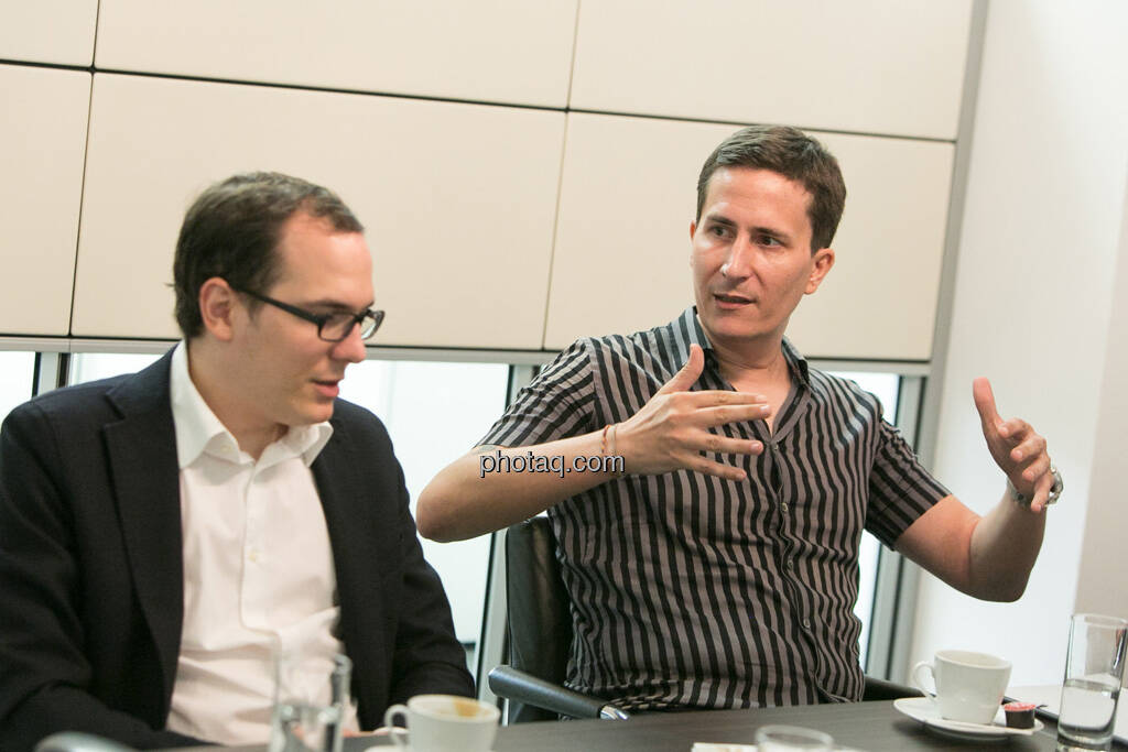 Nikolaus Jilch (Die Presse),  Robert Zikmund (FM4), © finanzmarktfoto.at/Martina Draper (19.06.2013) 