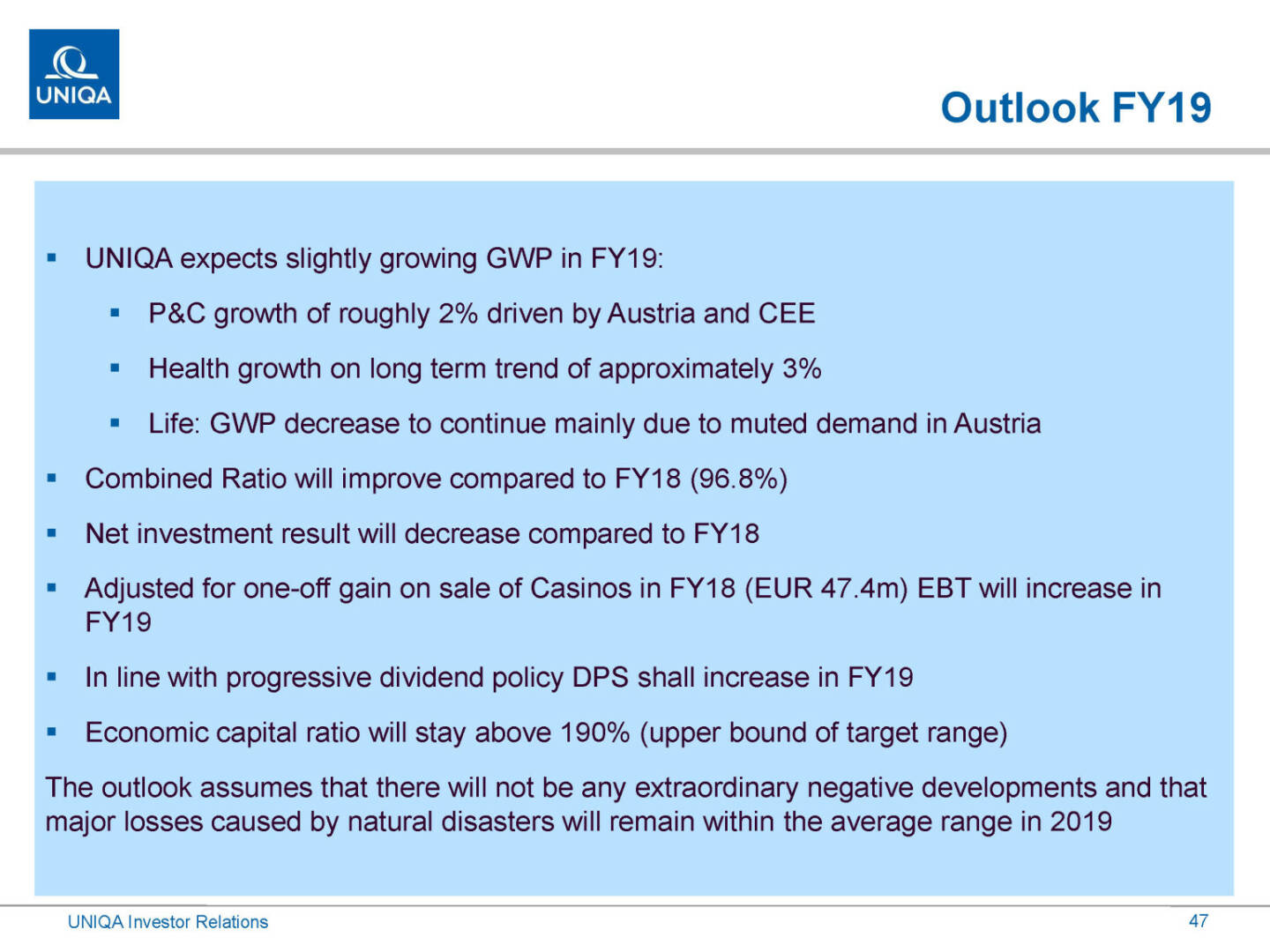 Uniqa - Outlook FY19