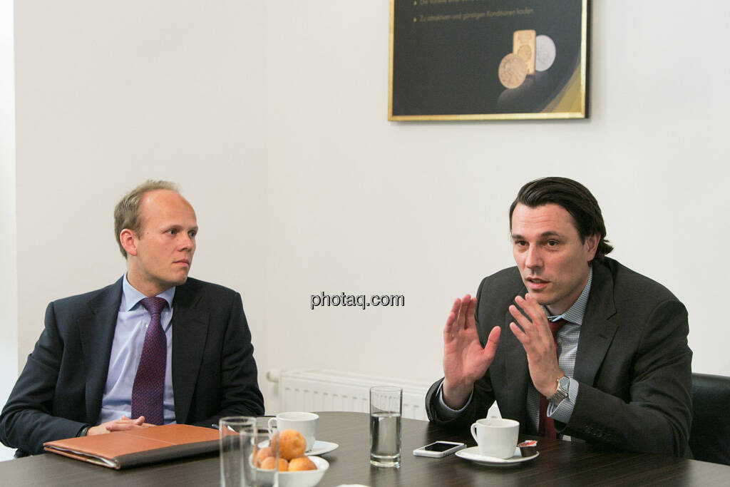 Ronald Stöferle (Incrementum), Rudolf Brenner (Philoro), © finanzmarktfoto.at/Martina Draper (19.06.2013) 