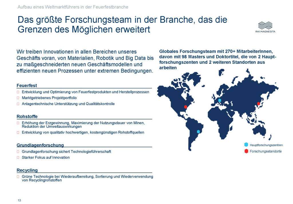 RHI Magnesita - Das größte Forschungsteam in der Branche, das die Grenzen des Möglichen erweitert (08.03.2019) 