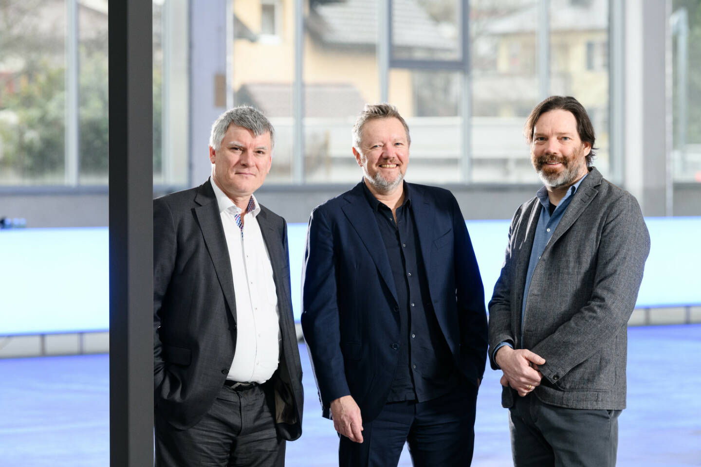 Zumtobel-Lichtforum: von links: CEO Alfred Felder, Kjetil Trædal Thorsen und Patrick Lüth, Credit: Snøhetta