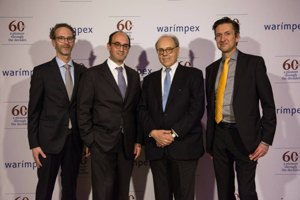 Warimpex feiert 60jähriges Firmenjubiläum, v.li. die Daniel Folian (CFO), Alexander Jurkowitsch (Vorstand), Franz Jurkowitsch (CEO), Florian Petrowsky (Vorstand), Fotocredit: Ula Tarasiewicz  (29.03.2019) 