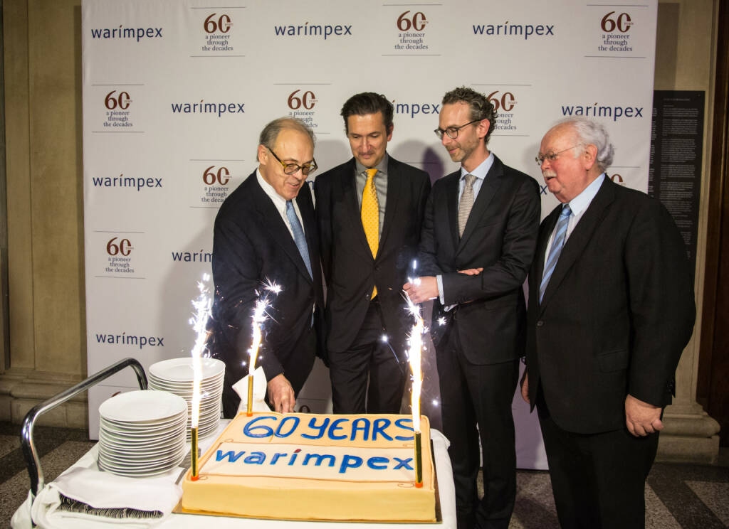Warimpex feiert 60jähriges Firmenjubiläum, v.l.n.r.: Franz Jurkowitsch, Florian Petrowsky, Daniel Folian, Georg Folian, Fotocredit: Ula Tarasiewicz  (29.03.2019) 