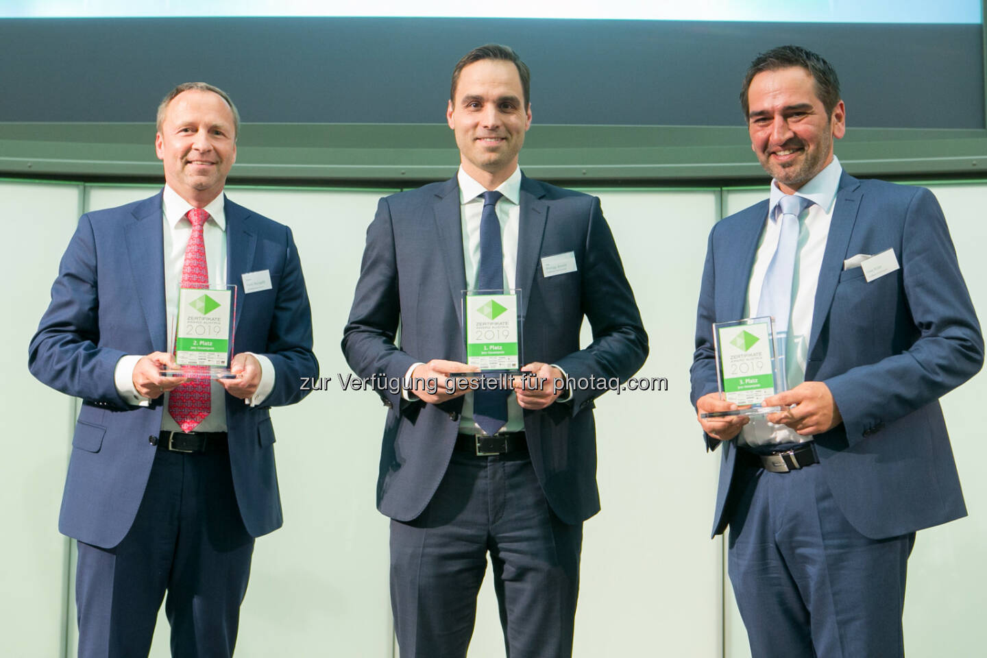 Zertifikate Award Austria 2019 - Gesamtwertung, Frank Weingarts (UniCredit onemarkets), Philipp Arnold (RCB), Uwe Kolar (Erste)