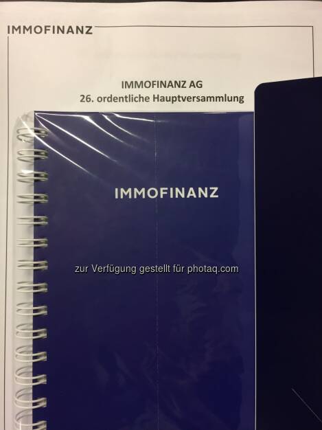 Unterlagen und hochwertiges Ringnotizbuch, Immofinanz-HV 22.5.19 (23.05.2019) 