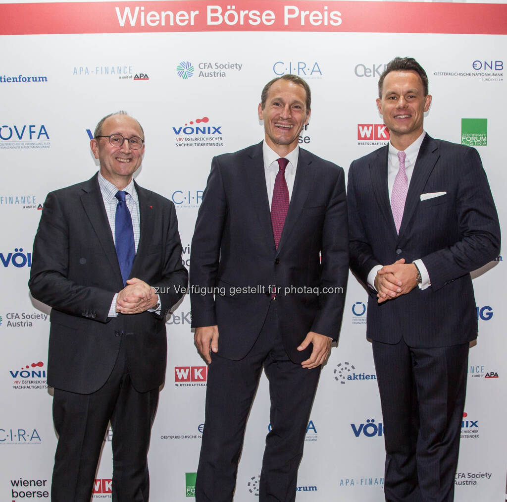 Ludwig Nießen (Wiener Börse), Stefan Dörfler (Erste Bank), Christoph Boschan (Wiener Börse), © Wiener Börse AG/APA-Fotoservice (24.05.2019) 