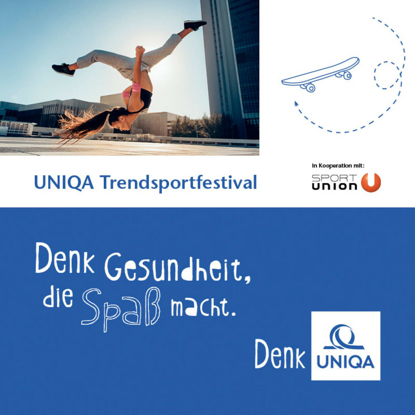 Wie können Jugendliche langfristig für Sport und Bewegung begeistert werden? Mit der passenden Sportart! Uniqa bringt mit Kooperationspartner Sportunion Bewegung in den Schulalltag und gibt mit dem Uniqa Trendsportfestival österreichweit Impulse für die Gesundheit und Fitness der Jugend. Credit: Uniqa