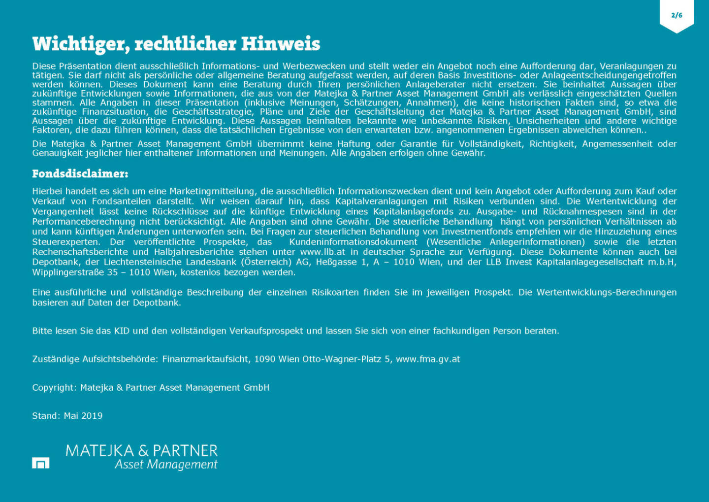 Matejka & Partner - rechtliche Hinweise