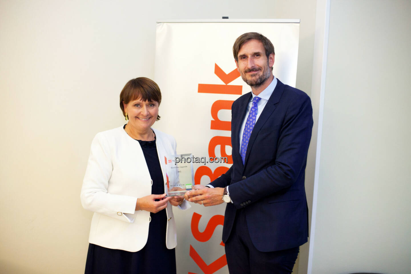 Herta Stockbauer (BKS), Christoph Moser (Weber & Co.) - Number One Awards 2018 - Börsliches Upgrade BKS