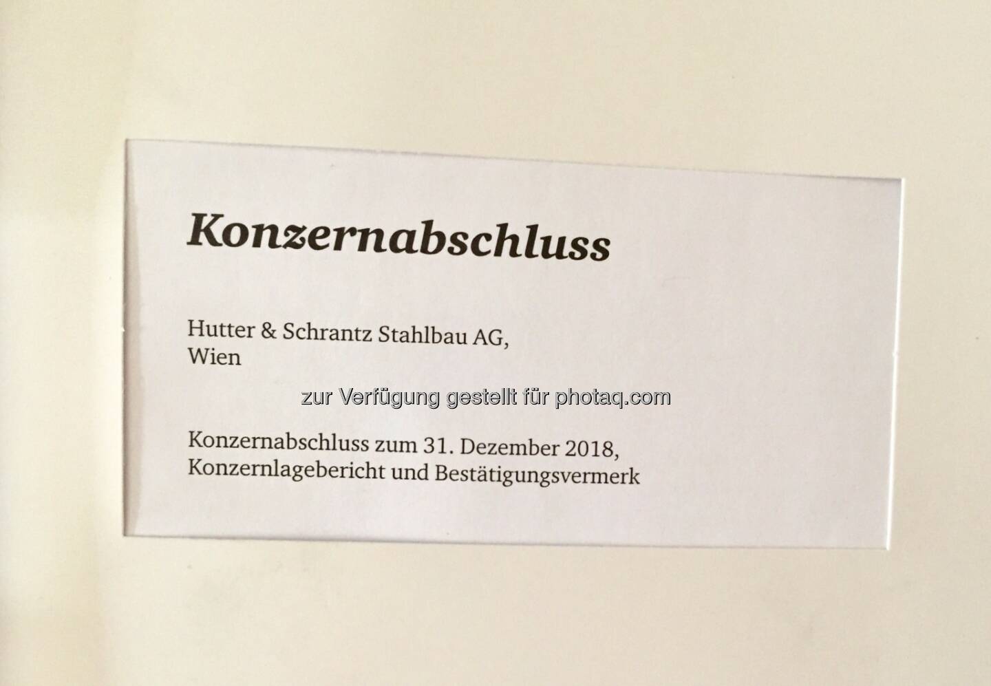 Hutter-und-Schrantz-Stahlbau-AG Konzernabschluss 31.12.18