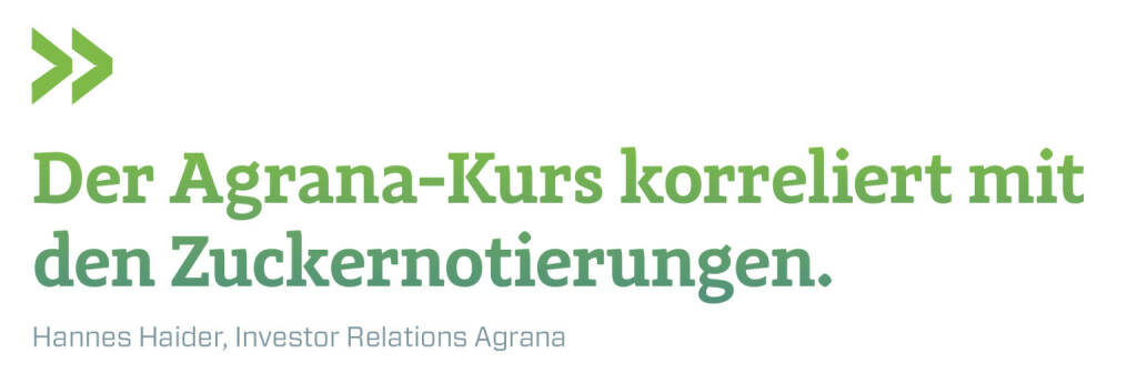 Der Agrana-Kurs korreliert mit den Zuckernotierungen. 
Hannes Haider, Investor Relations Agrana (12.06.2019) 
