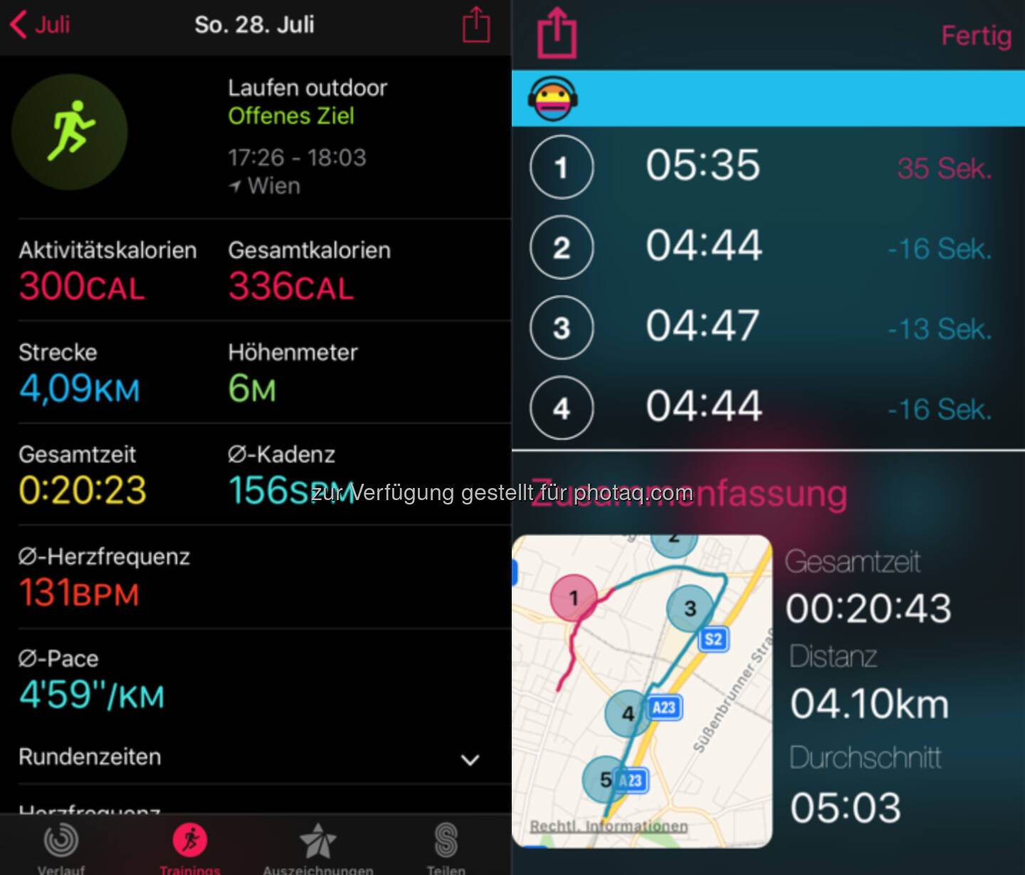 Links iWatch, rechts Runplugged