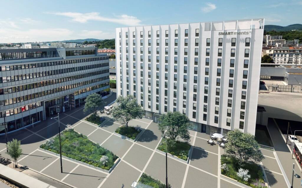 STRABAG Real Estate und GBI realisieren 313 Mikroapartments im 19. Wiener Bezirk
147 SMARTments student sowie 166 SMARTments business - Geplante Fertigstellung 2021; Copyright:
JAMJAM/GBI (13.09.2019) 