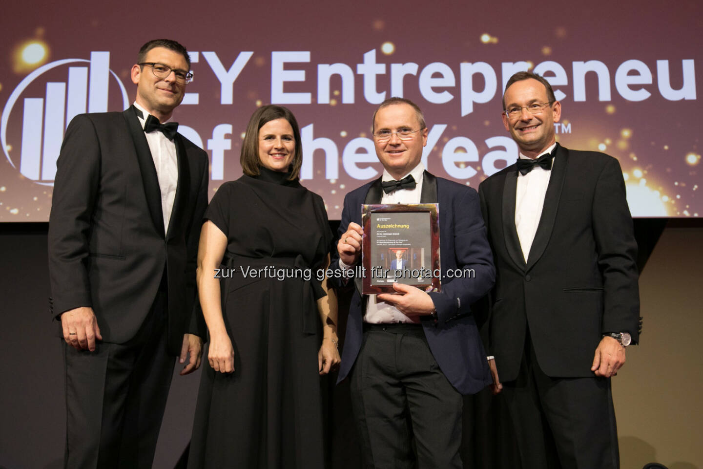 Österreichs Vertreter beim EY World Entrepreneur Of The Year 2020 (v.l.n.r.): Gunther Reimoser, Country Managing Partner EY Österreich, Katharina List-Nagl, CEO F/LIST und Vertreterin Österreichs beim EY World Entrepreneur Of The Year 2019, Christoph Steindl, Catalysts, Erich Lehner, Program Partner des EY Entrepreneur Of The Year in Österreich; Copyright: EY