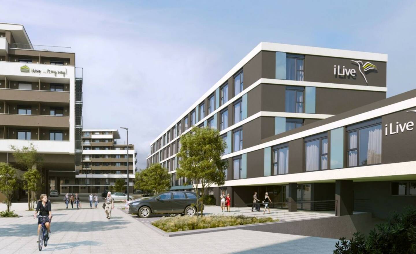 Pallas Capital macht Verkauf von Campus Village II möglich. Das Projekt wurde in einer Projektpartnerschaft mit der Nowinta Bau GmbH geplant und projektiert. Auf einem 2.300 Quadratmeter großen Grundstück entstehen 140 Apartments in einer Größe von 21m2 bis zu 40m2. Credit: I lIve / Nowinta