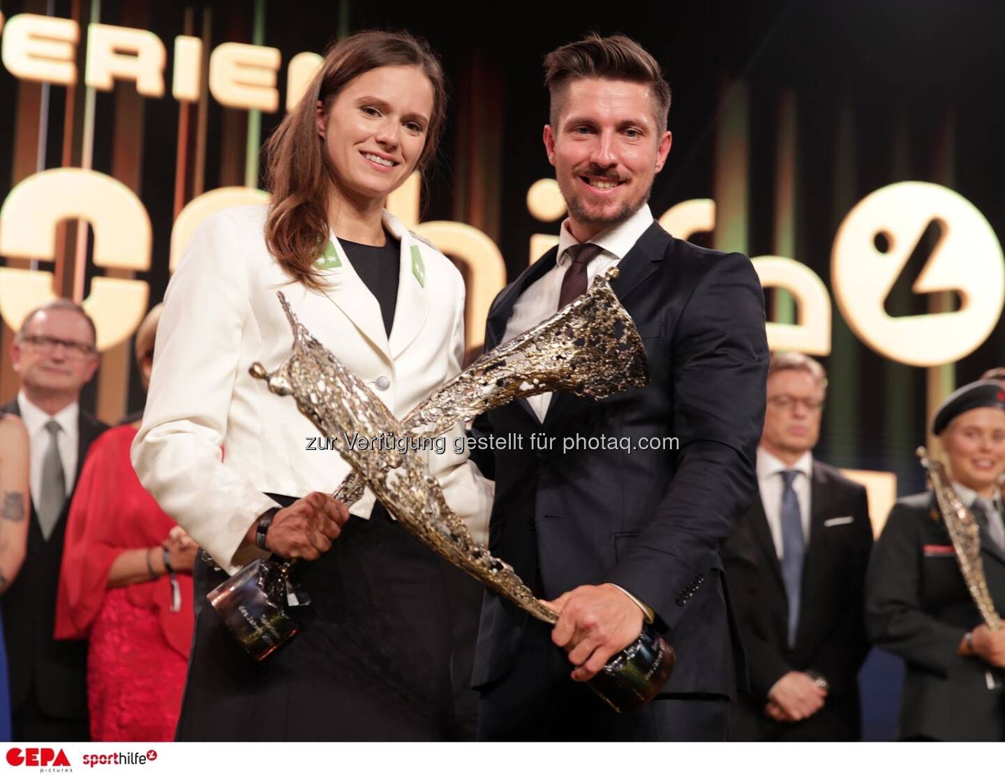 Vanessa Herzog (AUT) und Marcel Hirscher (AUT). Photo: GEPA pictures/ Walter Luger