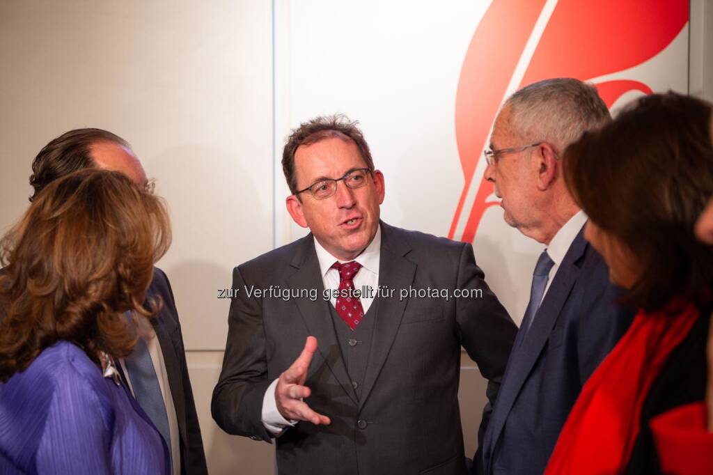 Concordia Präsident Andreas Koller mit Bundespräsident Alexander Van der Bellen, Bundeskanzlerin Brigitte Bierlein, Medienminister Alexander Schallenberg und Stadträtin Veronica Kaup-Hasler, © Luiza Puiu (11.11.2019) 