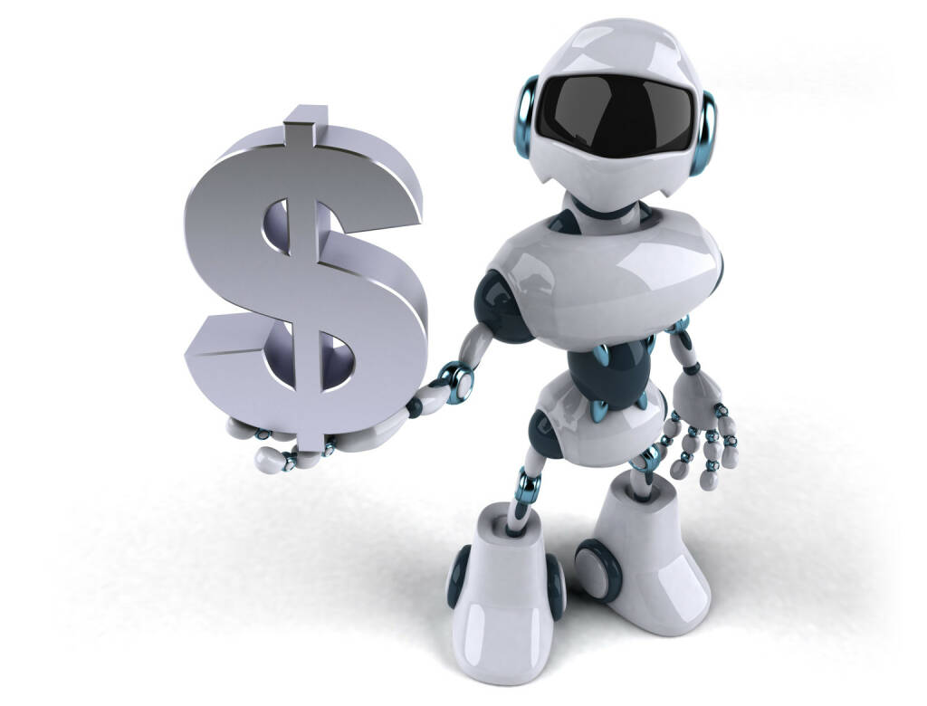 Roboter, weiß, Dollar - https://de.depositphotos.com/125958752/stock-photo-robot-holding-dollar.html, © <a href=