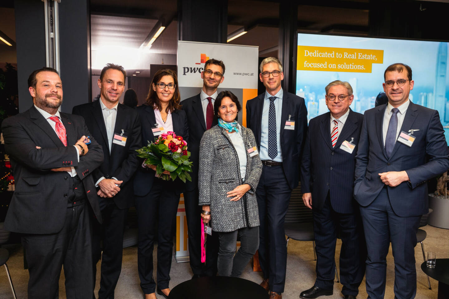 PwC Österreich: Erfolgreicher PwC ImmoTalk 2019; Mag. Peter Fischer, Real Estate Leader PwC Österreich, Andreas Köttl, CEO Value One, Jasmin Soravia, Chairman ULI Austria, Ulf Pleschiutschnig, Managing Director Morgan Stanley, Christine Catasta, Territory Senior Partner PwC Österreich, Martin Löcker, COO UBM Development AG, Andreas Quint, CEO CA Immobilien Anlagen AG,  Hans-Peter Weiss, CEO Bundesimmobiliengesellschaft (v. li.) diskutierten aktuelle Real Estate Trends. Fotocredit:PwC Österreich