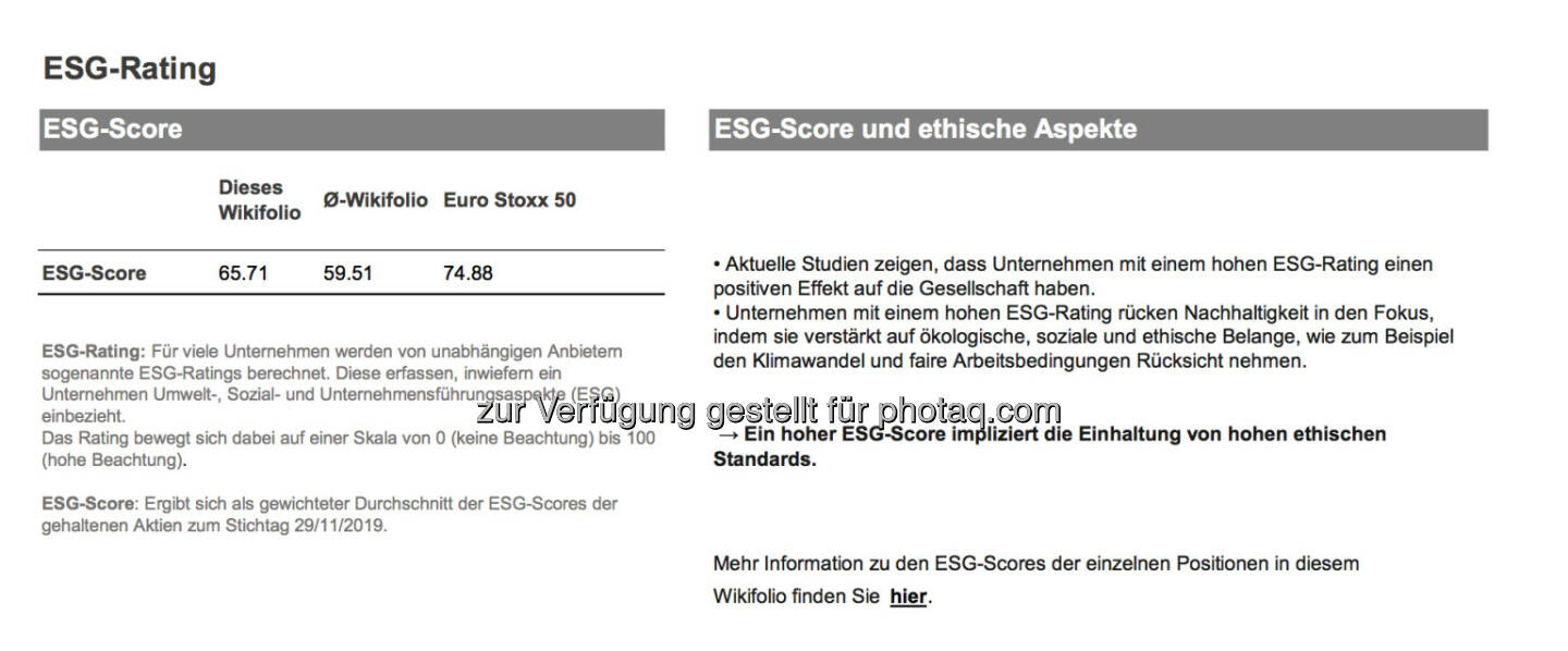 ESG-Rating von Stockpicking Östereich: Im Rahmen eines Forschungsprojekts mit der Universität Zürich und der Goethe Universität Frankfurt wurden für alle wikifolios einmalig Performance-Reports erstellt.