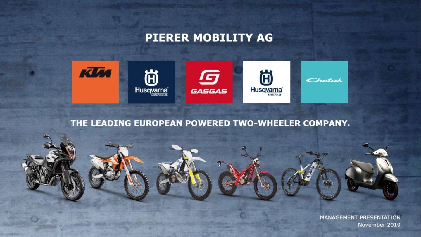 Pierer Mobility AG - Unternehmenspräsentation 11/2019