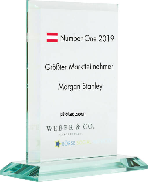 Number One Awards 2019 - Größter Marktteilnehmer Morgan Stanley, © photaq (20.01.2020) 