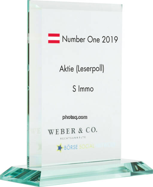 Number One Awards 2019 - Aktie (Leserpoll) S Immo, © photaq (20.01.2020) 