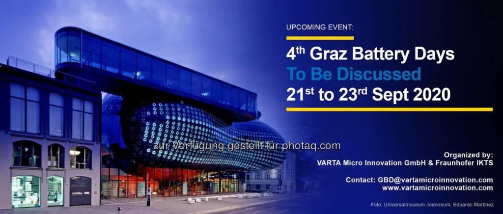 Varta Micro Innovation GmbH - 4th Graz Battery Days 2020, (Screenshot: Varta Micro Innovation) (30.01.2020) 