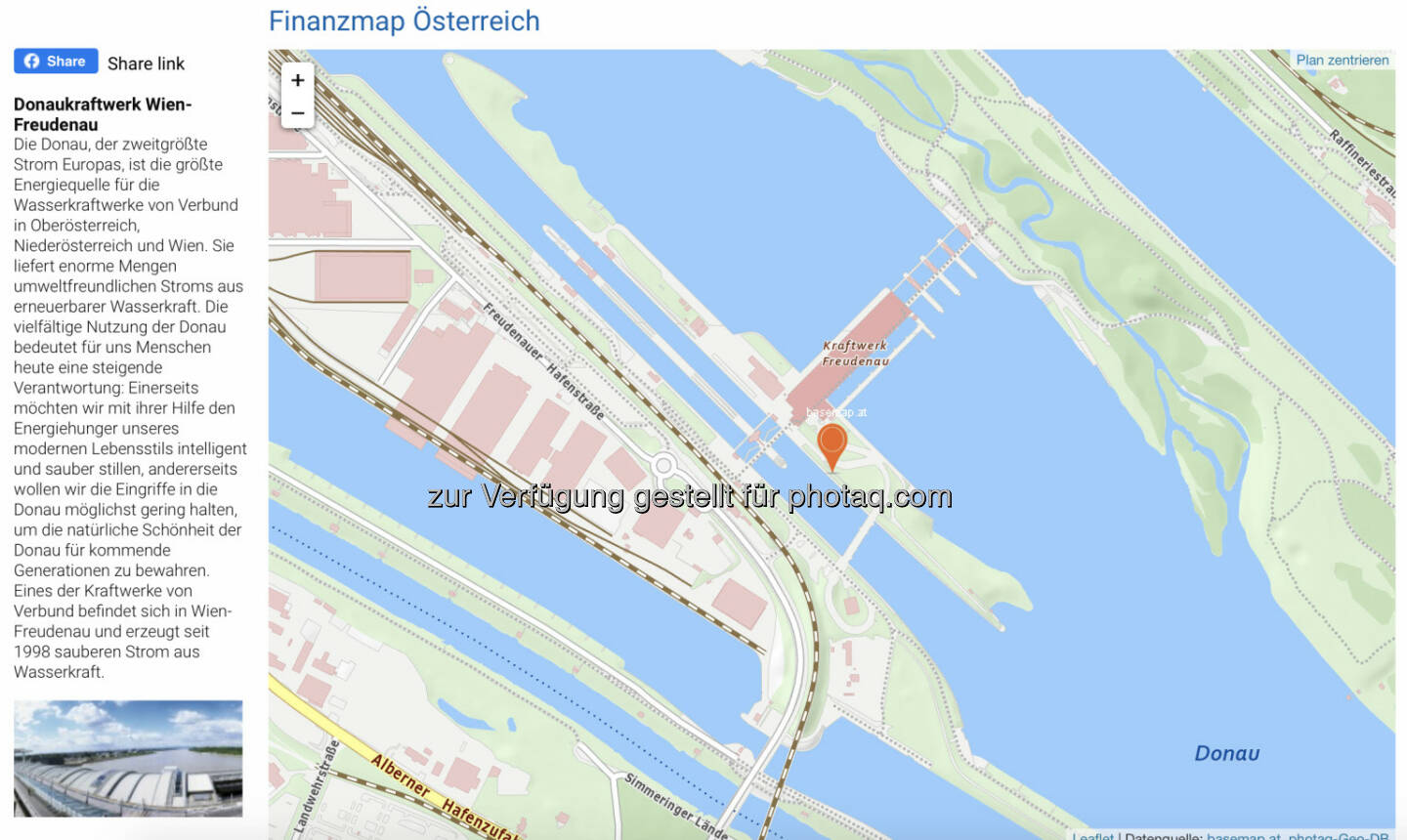 Verbund Donaukraftwerk Wien-Freudenau auf http://www.boerse-social.com/finanzmap