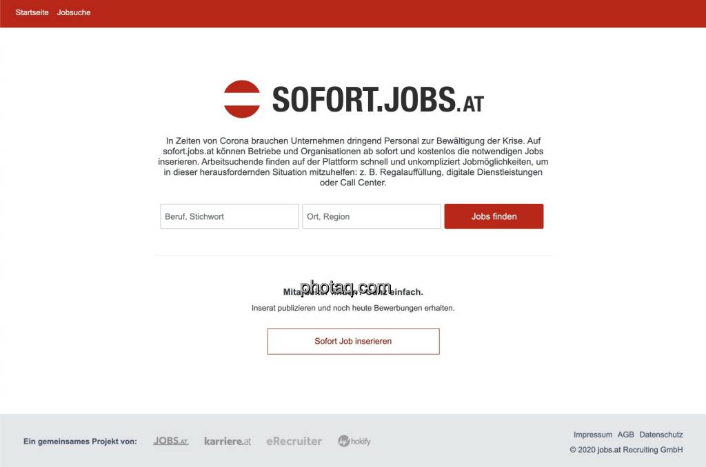 karriere.at GmbH: Corona-Krise: Kostenloses Jobportal von Recruiting-Dienstleistern, Credit: karriere.at, © Aussender (16.03.2020) 