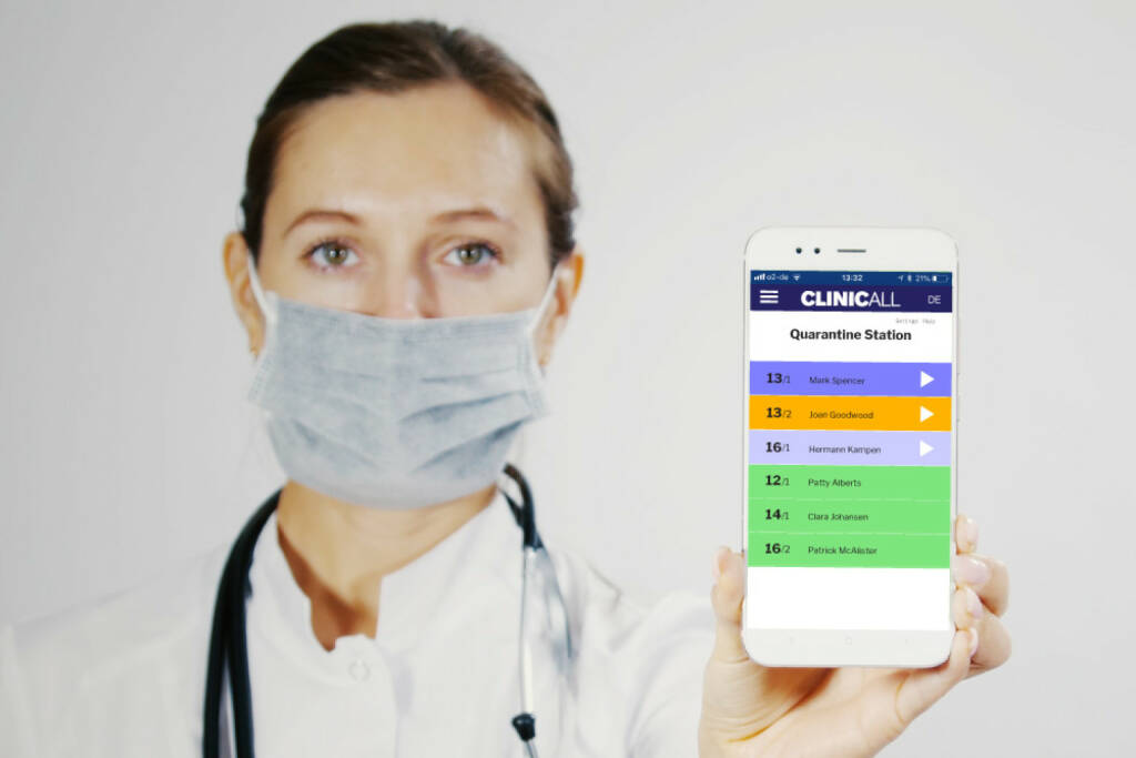 Neue ClinicAll Communicator App unterstützt das Pflegepersonal gegen Corona; die App ermöglicht es den Patienten, direkt vom Smartphone Nachrichten an ihre Schwestern und Betreuer zu schicken. Fotocredit: ClinicAll (15.04.2020) 