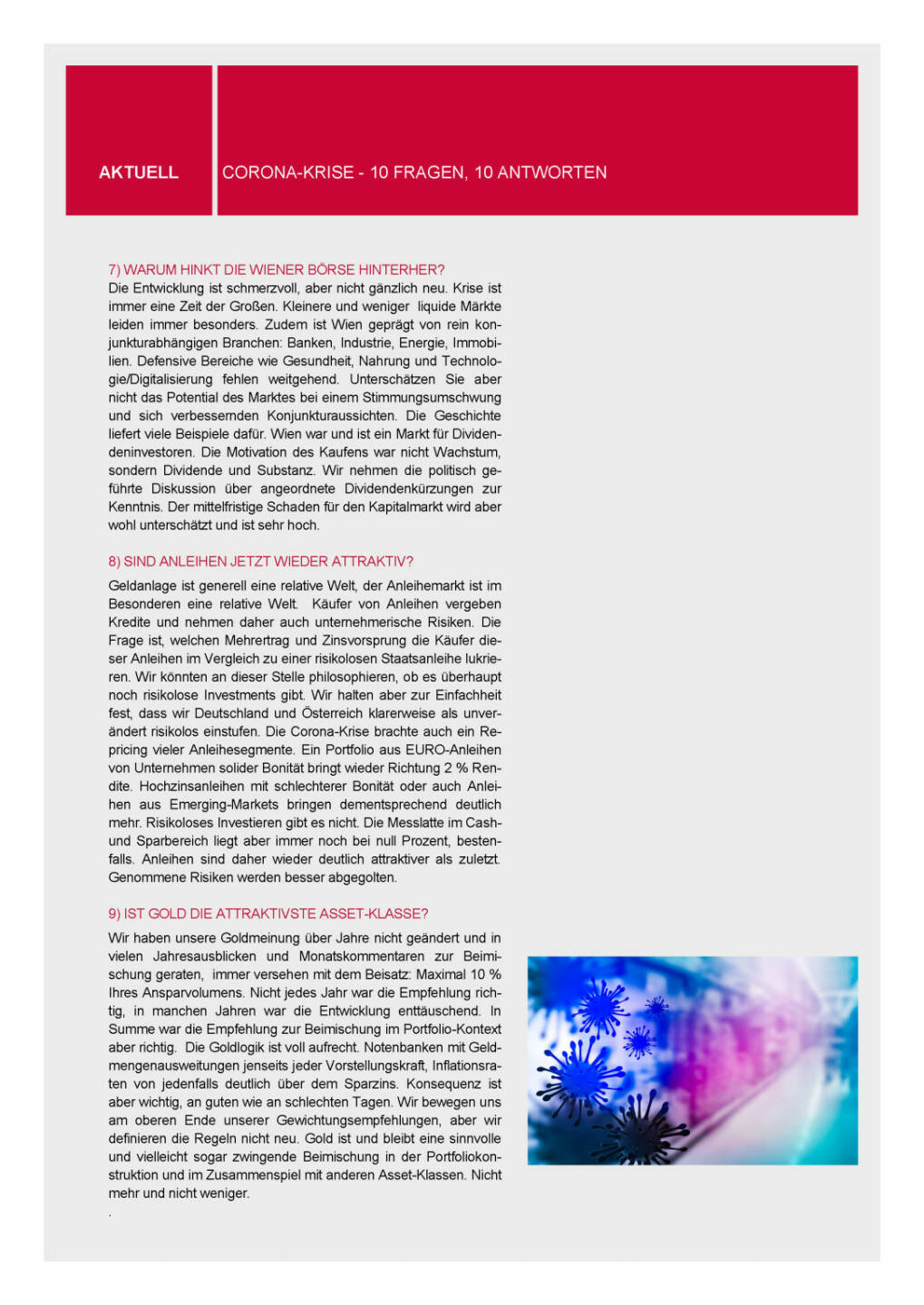 3 Banken-Generali Fonds Journal 05/2020 - Corona-Krise 10 Fragen 10 Antworten