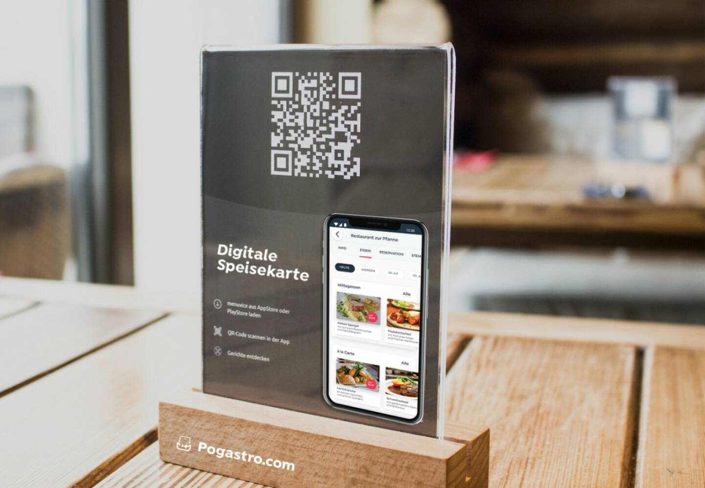 Schweizer Start-Up erfindet die Touchless-Speisekarte - Unter dem Brand Pogastro.com erfindet das Unternehmen mit Sitz in Horw, LU eine digitale Lösung; Credit: Pogastro
Sch�tzt das Portmonnaie
Sch�tzt die Umwelt