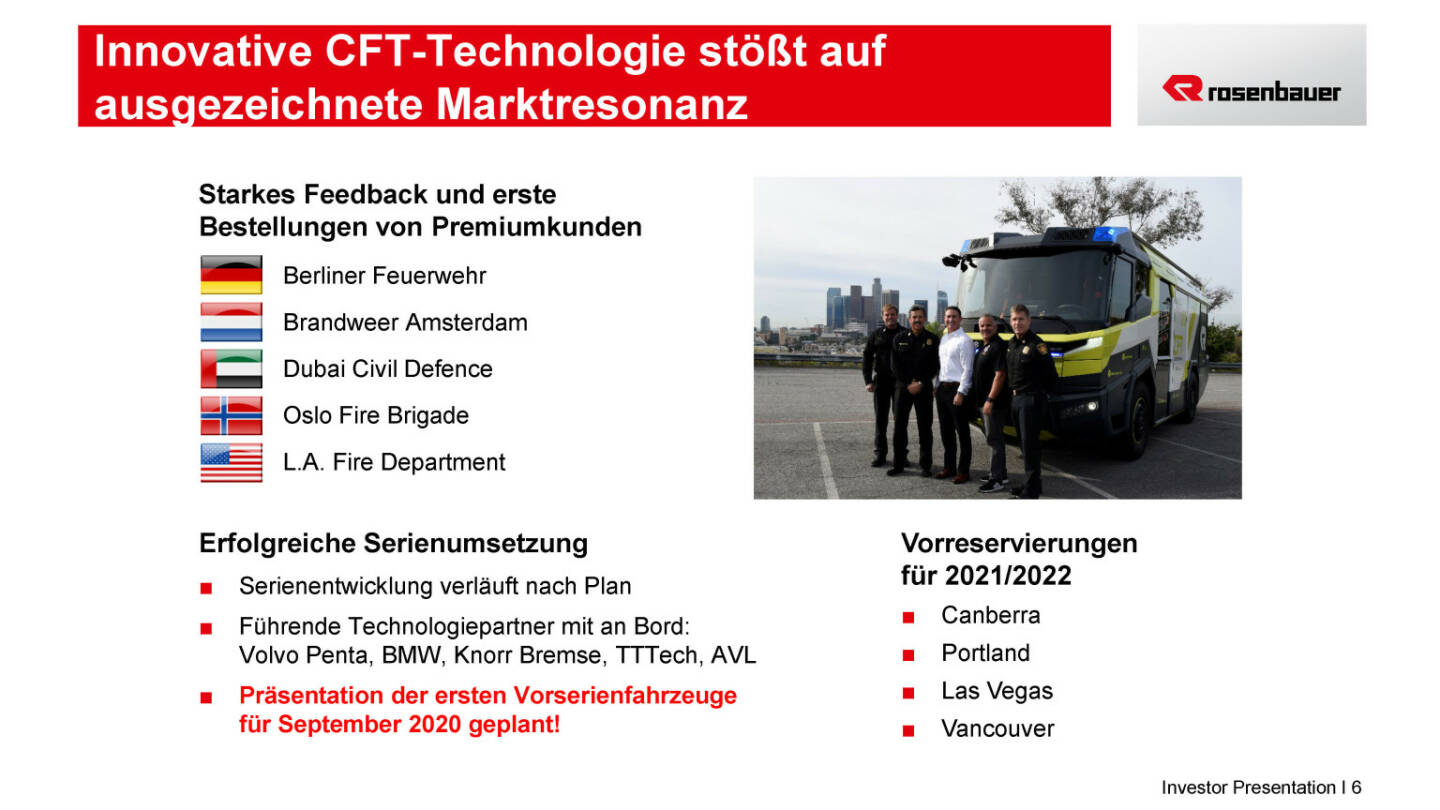 Rosenbauer - Innovative CFT-Technologie stößt auf ausgezeichnete Marktresonanz