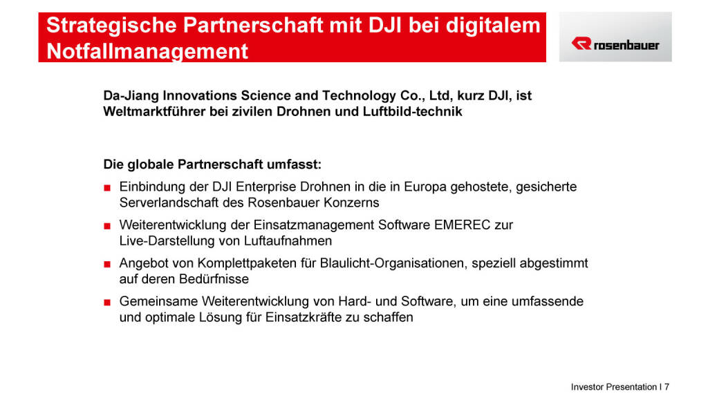Rosenbauer - Strategische Partnerschaft mit DJI bei digitalem Notfallmanagement (15.05.2020)