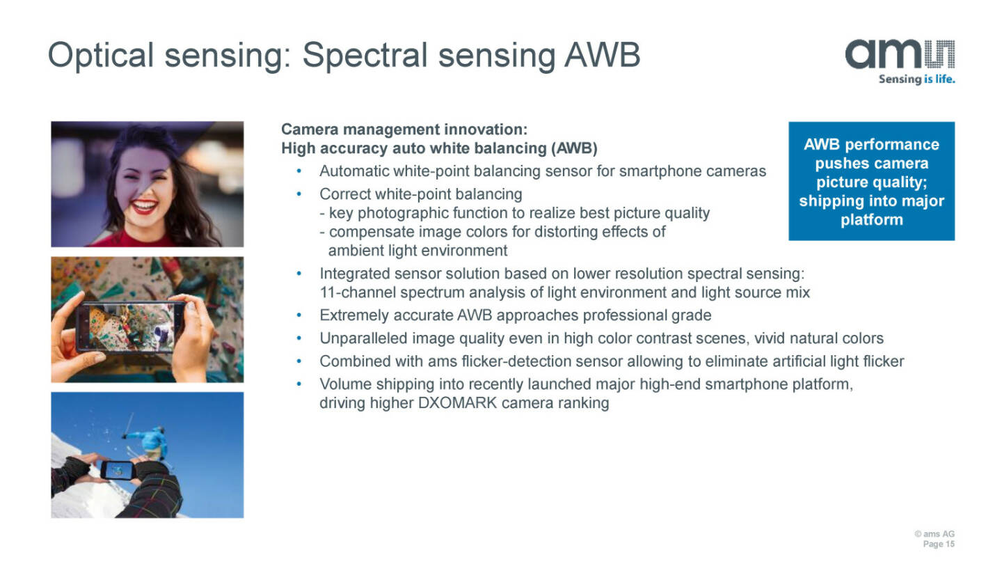 ams - Optical sensing: Spectral sensing AWB