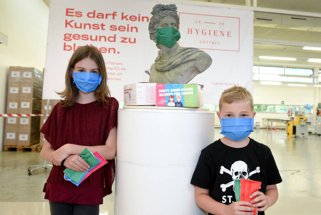 Hygiene Austria produziert Kindermasken für Schule und Ferienbetreuung, neben erfolgreicher MN- und FFP2-Masken-Produktion nun auch Kindermasken im Sortiment; Credit: Hygiene Austria, © Aussender (28.05.2020) 