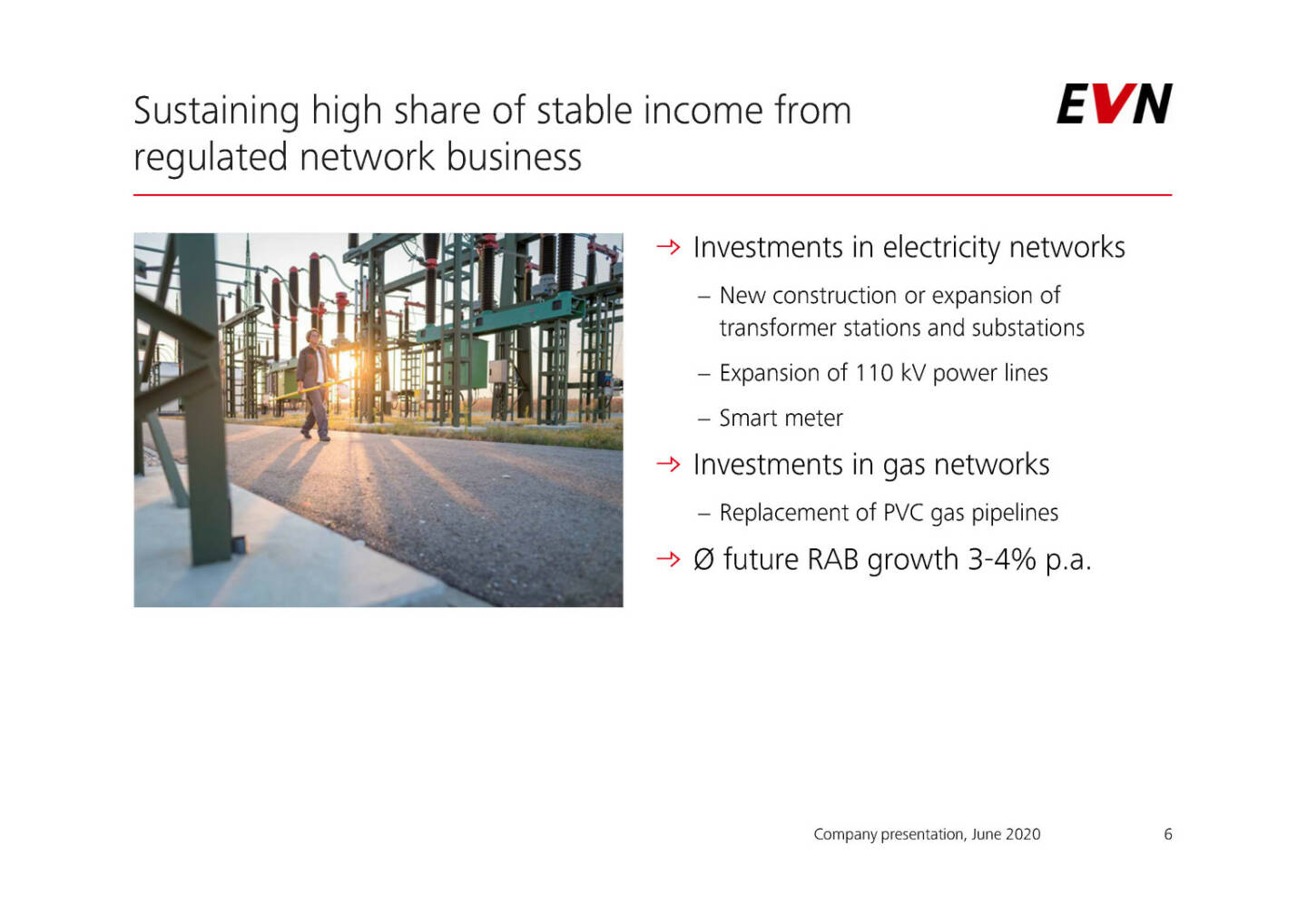 EVN - Sustaining high share of stable income from regulated network business