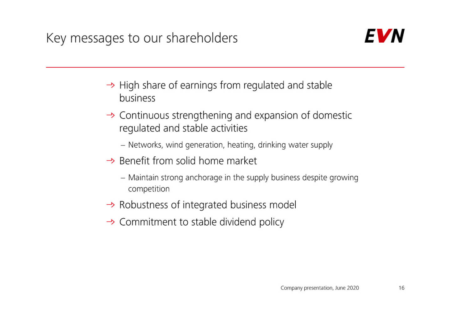 EVN - Key messages to our shareholders