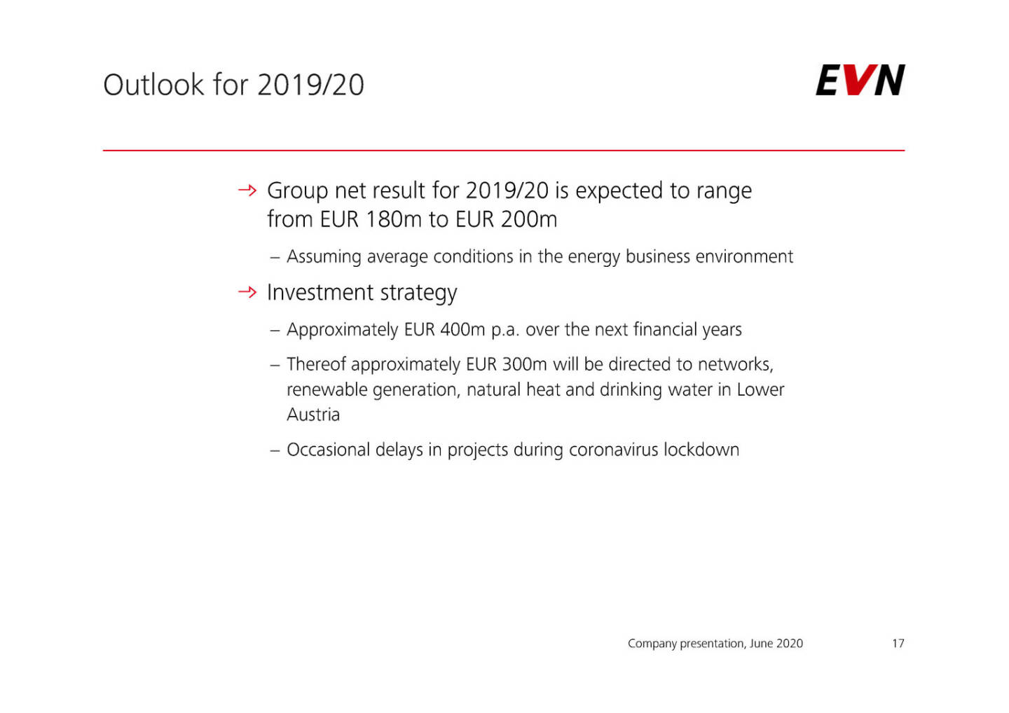 EVN - Outlook for 2019/20