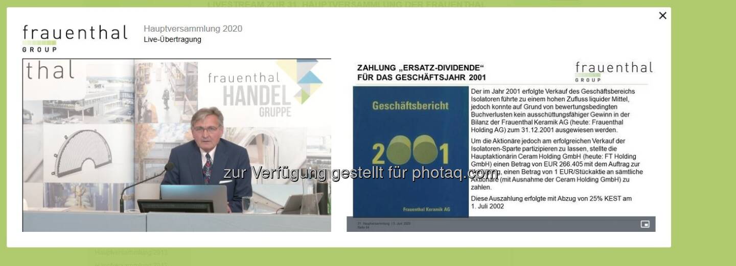 Frauenthal-HV 5.6.20, CEO Hannes Winkler