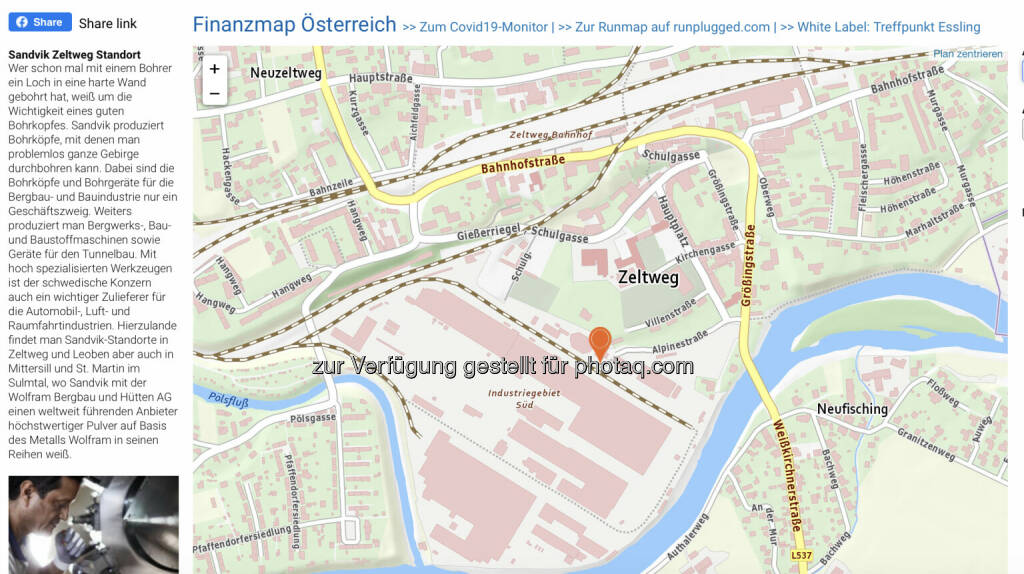 Sandvik Zeltweg Standort auf http://www.boerse-social.com/finanzmap (10.06.2020) 